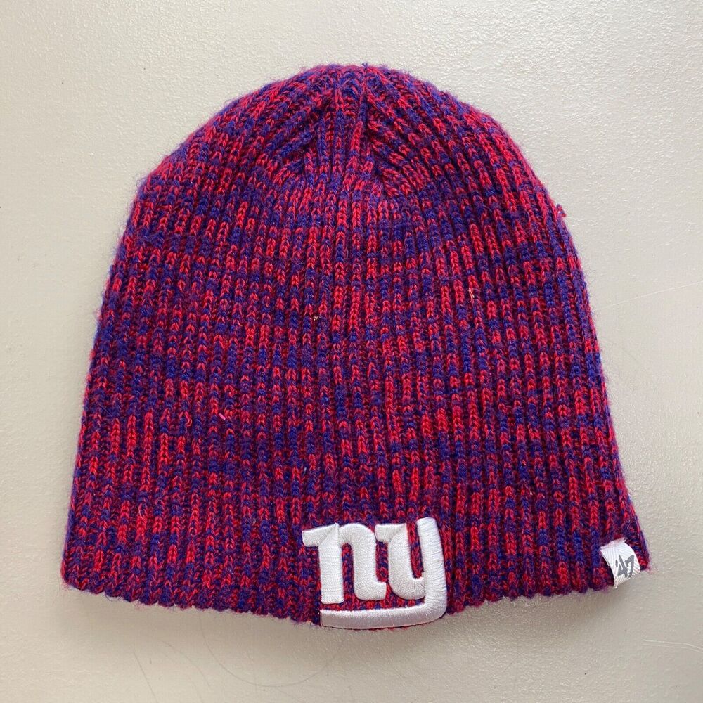 New York Giants Beanie Hat Cap‎ Knit Embroidered Logo Red Purple '47 Adult OS